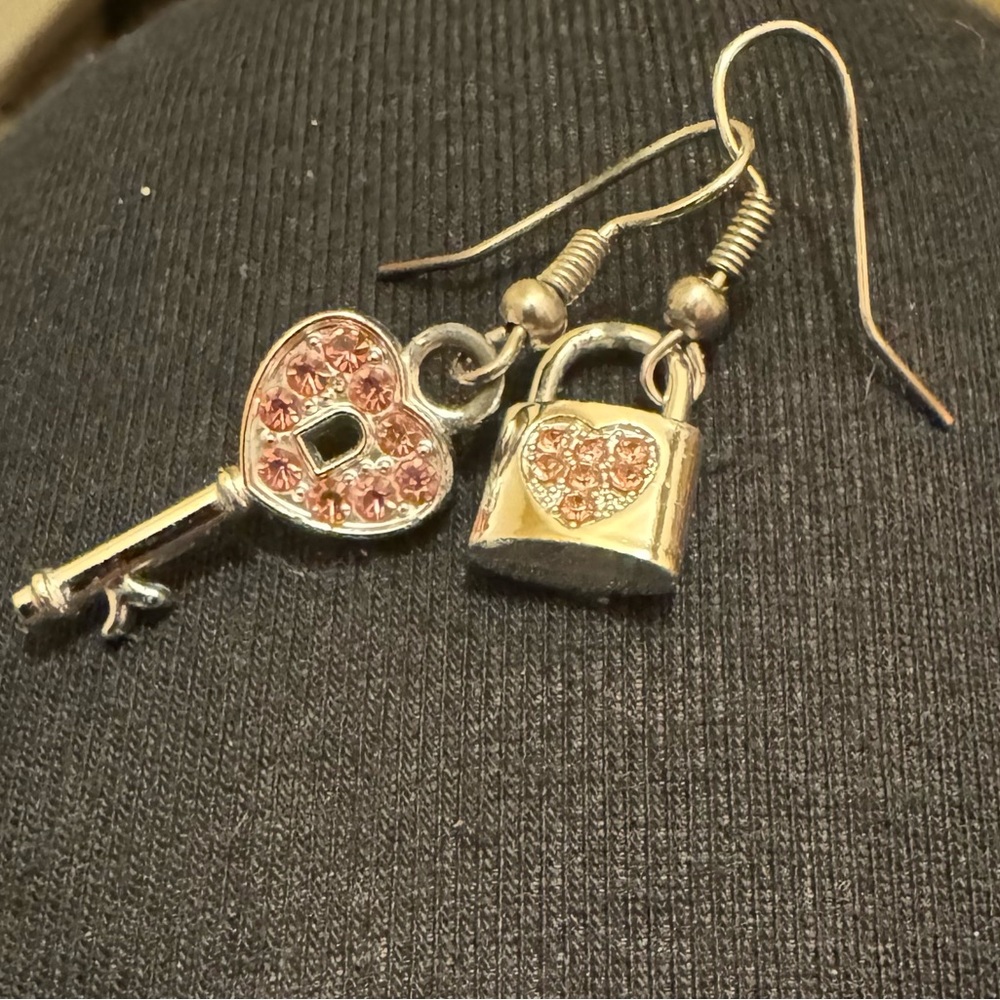 Mismatched Lock and Key Earrings